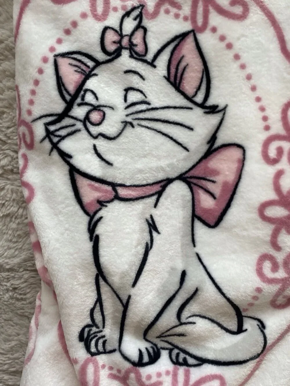 Disney The Aristocats Marie Toulouse & Berlioz White Plush Throw Blanket 50”x70”